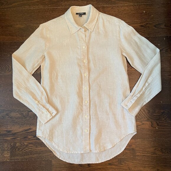 Lord & Taylor Woman's 100% Linen Shirt - Oatmeal light beige-Sz. XS - Picture 1 of 7